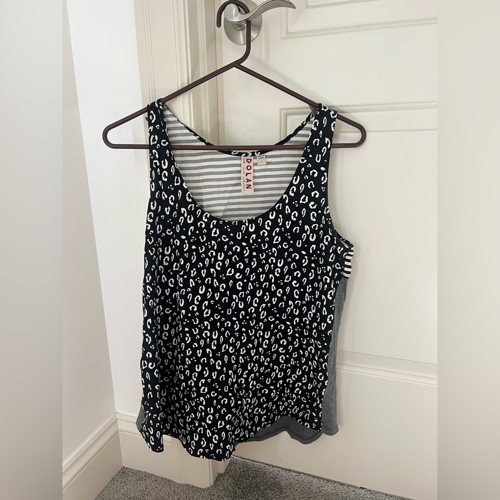 DOLAN ANTHROPOLOGIE black white leopard print Sleeveless Shirt  size small